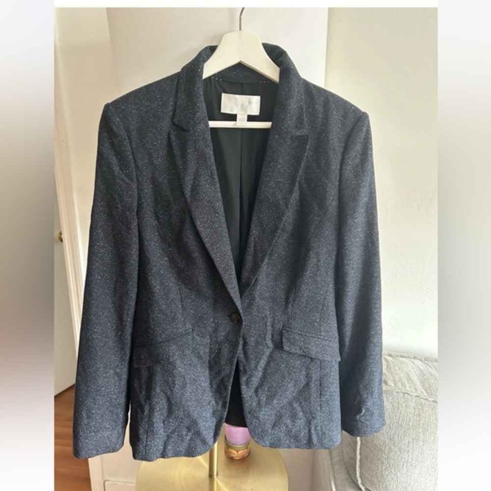 Hugo Boss Blue Blazer Womens Luxury Preppy Wool Silk Career Corporate Size 6